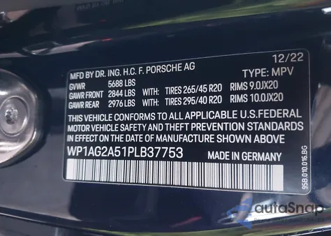 2023 Porsche Macan S from USA, damaged, VIN WP1AG2A51PLB37753